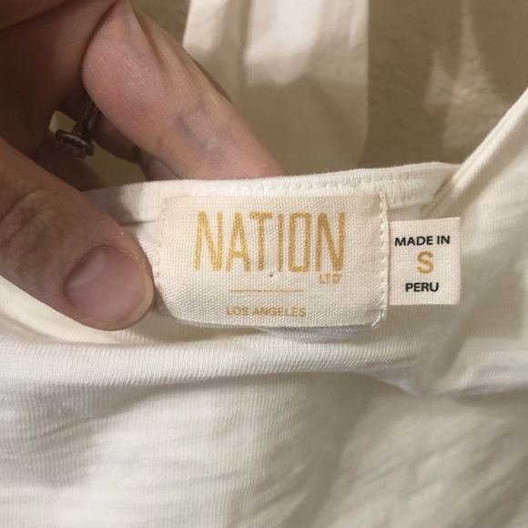 Nation LTD Gracie Pintuck Combo Cotton Tee in Off White - Size Small - Picture 5 of 8